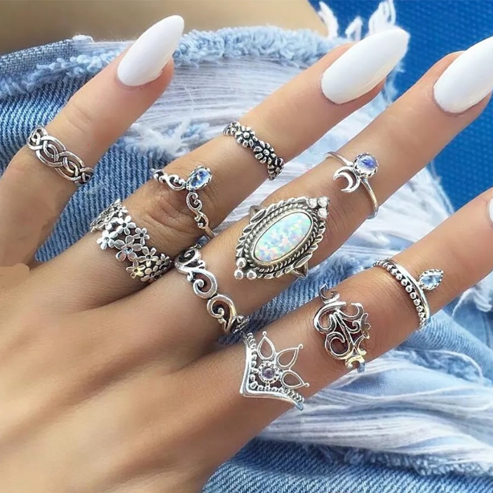 🎉2 for $10! ⚗️SILVER BOHO RING SET⚗️